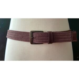 COLUMBIA Brown Stretch Woven Belt w/Leather Trim Mens sz L (38-40)